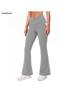 Flare Leggings High Waisted Yoga Pants with Zipper Pocket